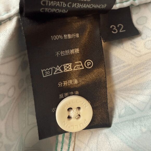 PullIn Men's Geometric Print Stretch Drawstring Swim Trunks Green Size 32 - Picture 7 of 9